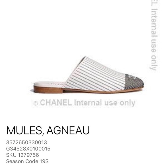 Chanel grey and white striped slip on flats. - Picture 8 of 8